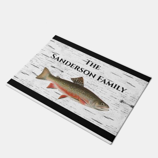 Rustic Aspen Bark Trout Fishman Lake House Deurmat (Schuin)