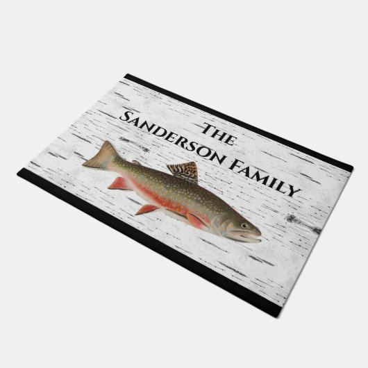 Rustic Aspen Bark Trout Fishman Lake House Deurmat (Schuin)