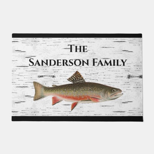Rustic Aspen Bark Trout Fishman Lake House Deurmat (Voorkant)