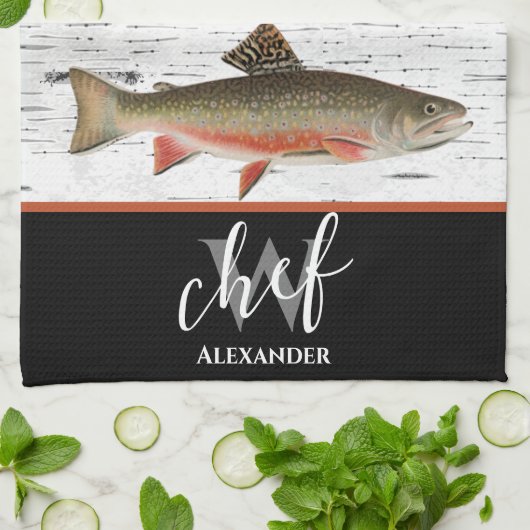 Rustic Aspen Bark Trout Fishman Lake House Theedoek (Gevouwen)