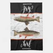 Rustic Aspen Bark Trout Fishman Lake House Theedoek (Verticaal)