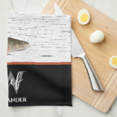 Rustic Aspen Bark Trout visser Lake House Kitc Theedoek (Quarter Fold)