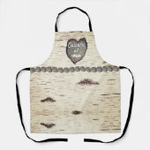 Rustic Aspen Bark Wood Carved Heart #1 Mam Naam Schort (Voorkant)
