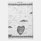 Rustic Aspen Bark Wood Carved Heart #1 Mam Naam Theedoek (Verticaal)