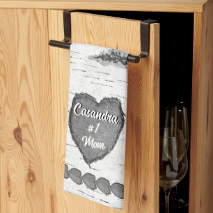 Rustic Aspen Bark Wood Carved Heart #1 Mam Naam Theedoek