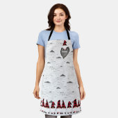 Rustic Aspen Bark Wood Carved Heart Red plaid pet Schort (Gedragen)