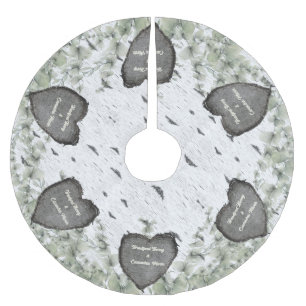 Rustic Aspen Bark Wood Carved Hearts zels Kerstboom Rok