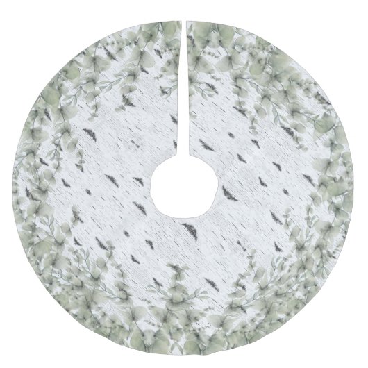 Rustic Aspen Bark Wood en Eucalyptus Kerstboom Rok (Voorkant)