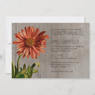 Rustic Aster Wedding Invitations Kaart