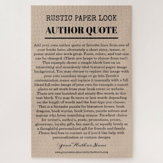 Rustic Author Quote Legpuzzel (Verticaal)