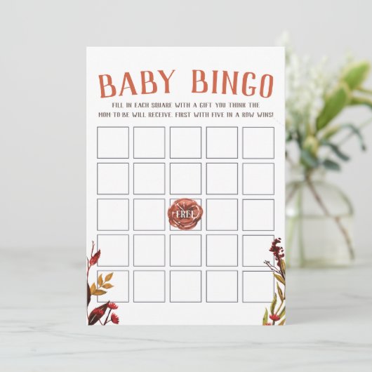 Rustic Autumn Baby shower Bingo Kaart (Staand voorkant)