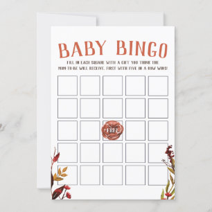 Rustic Autumn Baby shower Bingo Kaart