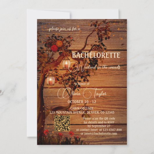 Rustic Autumn Bachelorette Weekend in de Bossen Kaart (Voorkant)