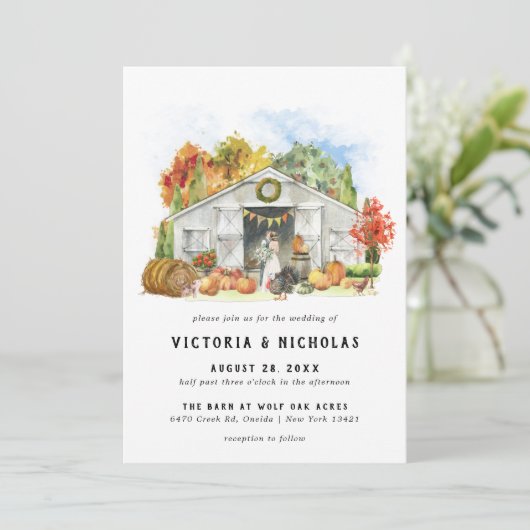 Rustic Autumn Barn | EVENTUELE Wekend ter illustra Kaart (Staand voorkant)