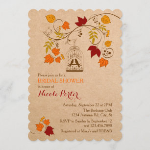 Rustic Autumn Birdcage Bridal Shower Kaart