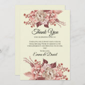 Rustic Autumn Bloemen Crème Achtergrond Waterverf Bedankkaart (Voorkant / Achterkant)