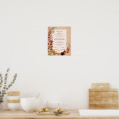 Rustic Autumn Bloom Floral Certificate of Marriage Poster (Keuken)
