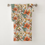 Rustic Autumn Blooms Olive Terracotta Bath Towels Bad Handdoek (Insitu)