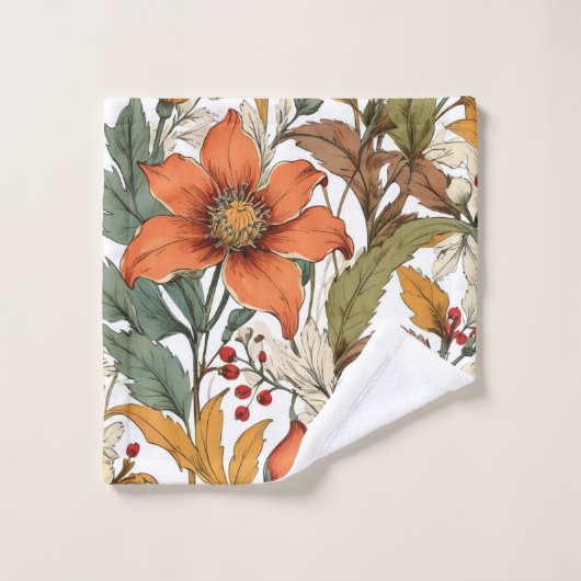 Rustic Autumn Blooms Olive Terracotta Bath Towels Bad Handdoek (Wasdoekje)