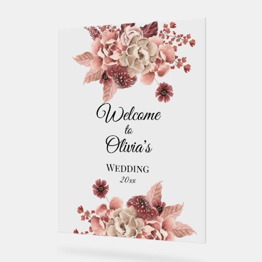 Rustic Autumn Blooms Waterverf Acryl Bord (Hoek)