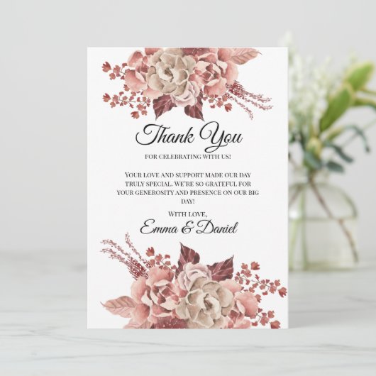 Rustic Autumn Blooms Waterverf Bedankkaart (Staand voorkant)