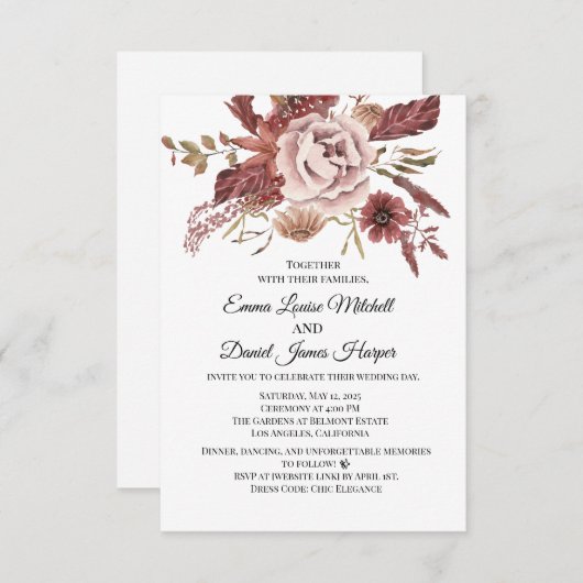 Rustic Autumn Blooms Waterverf Kaart (Voorkant / Achterkant)