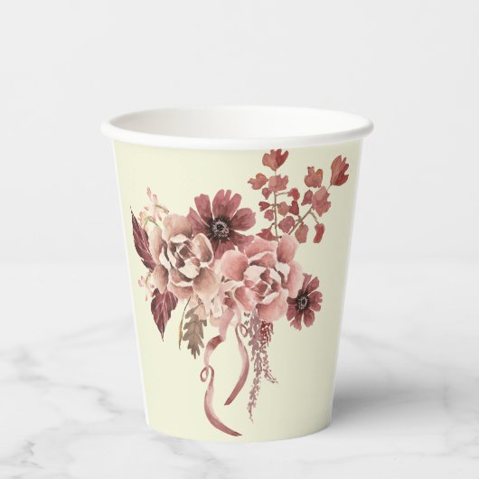 Rustic Autumn Blooms Waterverf Papieren Bekers (Voorkant)