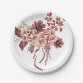 Rustic Autumn Blooms Waterverf Papieren Bordje