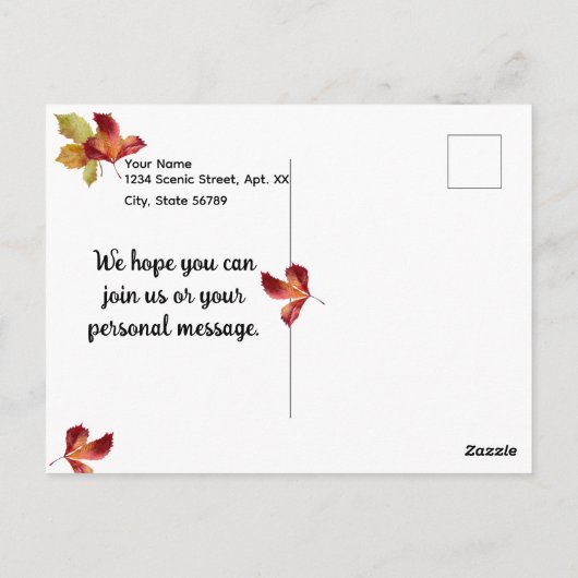 Rustic Autumn Blue Truck Friendsgiving Potluck Briefkaart (Achterkant)