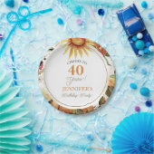 Rustic Autumn Boho Sunflower 40th Birthday Party Papieren Bordje (Feest)