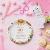 Rustic Autumn Boho Sunflower 40th Birthday Party Papieren Bordje (Feest)