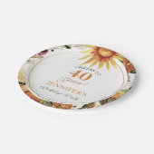 Rustic Autumn Boho Sunflower 40th Birthday Party Papieren Bordje (Gekanteld)