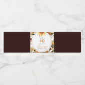 Rustic Autumn Boho Sunflower 40th Birthday Party Waterfles Etiket (Enkel label)
