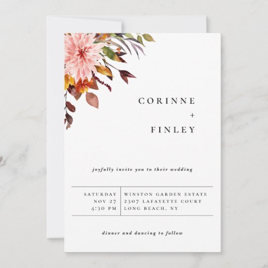 Rustic Autumn Bouquet Wedding Announcement Aankondiging (Voorkant)