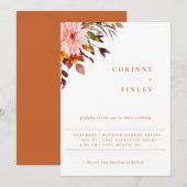Rustic Autumn Bouquet Wedding Invitation Aankondiging (Voorkant / Achterkant)