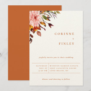 Rustic Autumn Bouquet Wedding Invitation Aankondiging