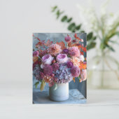 Rustic Autumn Bouquet with Dahlias and Hydrangeas Briefkaart (Staand voorkant)