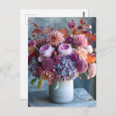 Rustic Autumn Bouquet with Dahlias and Hydrangeas Briefkaart (Voorkant / Achterkant)