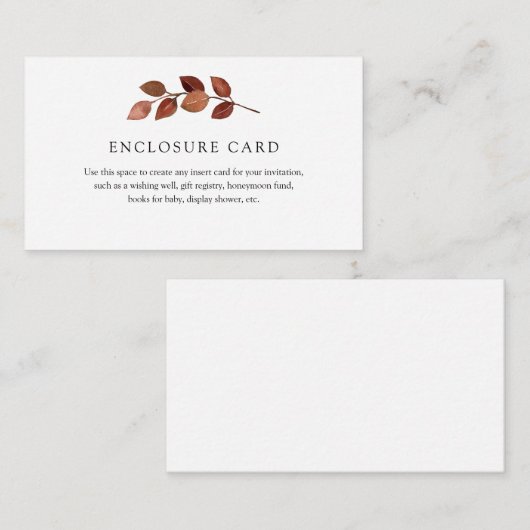 Rustic Autumn Branch Enclosure Card Informatiekaartje (Voorkant / Achterkant)