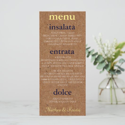 Rustic Autumn Bride Reception Shower Party Menu (Staand voorkant)