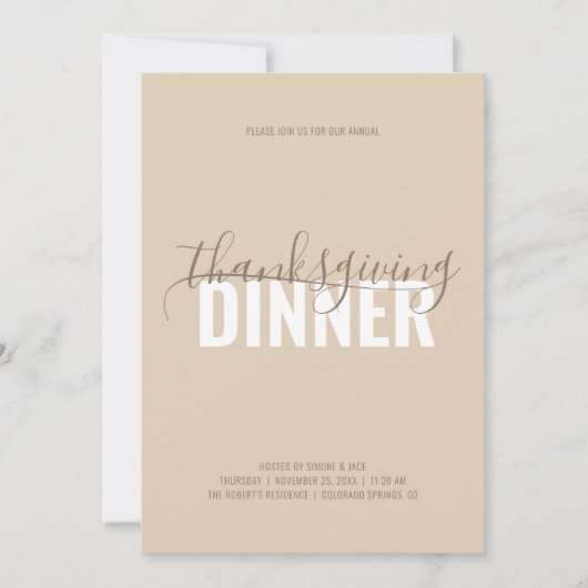 Rustic Autumn Brown Dinner Party Invitation Kaart (Voorkant)