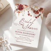 Rustic Autumn Burgundy Floral Fall Bridal Shower Kaart