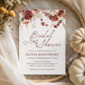 Rustic Autumn Burgundy Floral Fall Bridal Shower Kaart