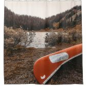 Rustic Autumn Canoe // Dusk Lit Grey Douchegordijn (Voorkant)