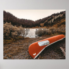 Rustic Autumn Canoe // Dusk Lit Grey Poster