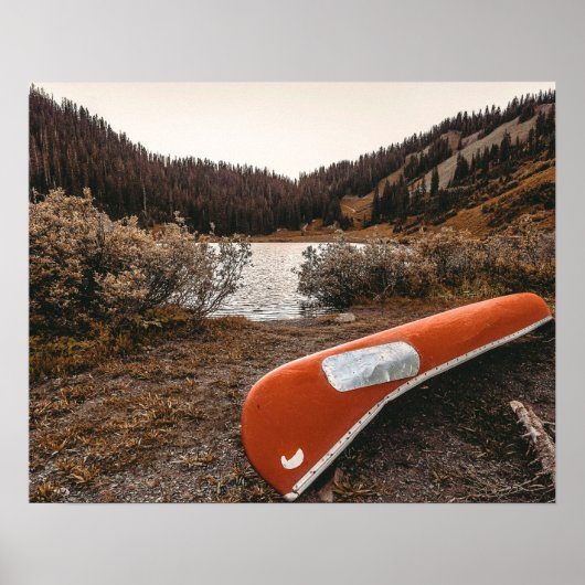 Rustic Autumn Canoe // Dusk Lit Grey Poster (Voorkant)