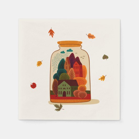 Rustic Autumn City in Jar Servet (Voorkant)