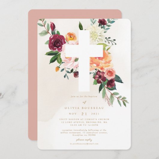 Rustic Autumn Doop Uitnodiging (Voorkant / Achterkant)