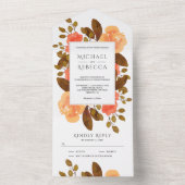 Rustic Autumn Earthy Tones Oranje Floral Wedding All In One Uitnodiging (Binnen)