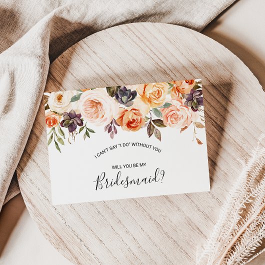 Rustic Autumn Elegant Floral Bridesmaid Uitnodiging Briefkaart